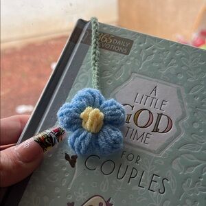 Handcrafted Blue and Yellow Crochet Flower Hair Clip